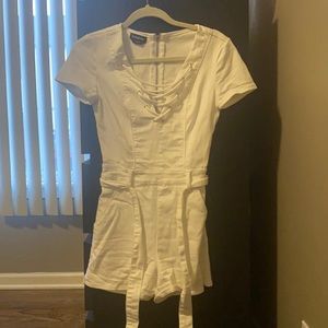 BEBE White Denim Romper